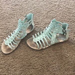Mint green gladiator sandals